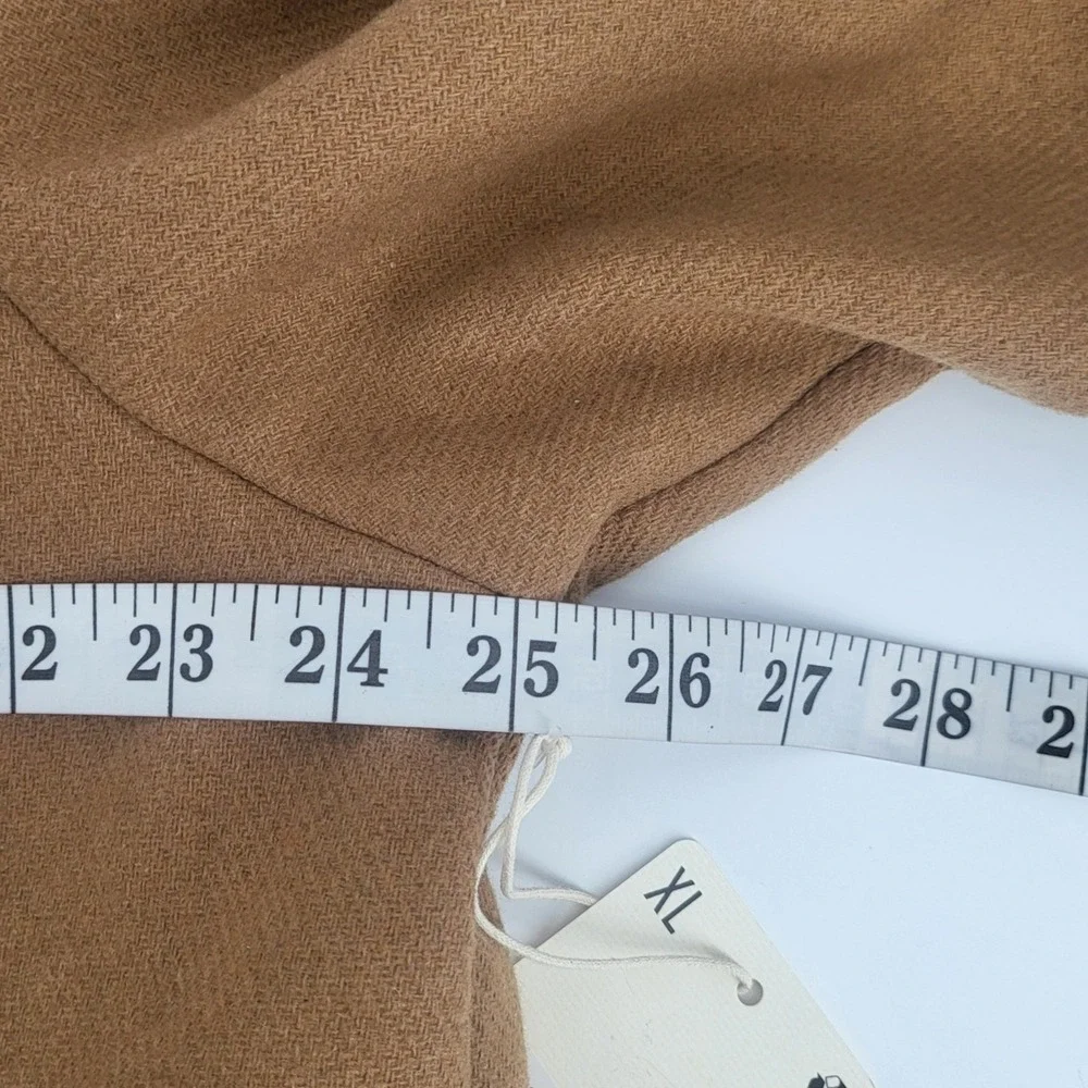 ANA a new approach Women's XL Camel Brown Button Down Lined Jacket‎ Shacket Coat